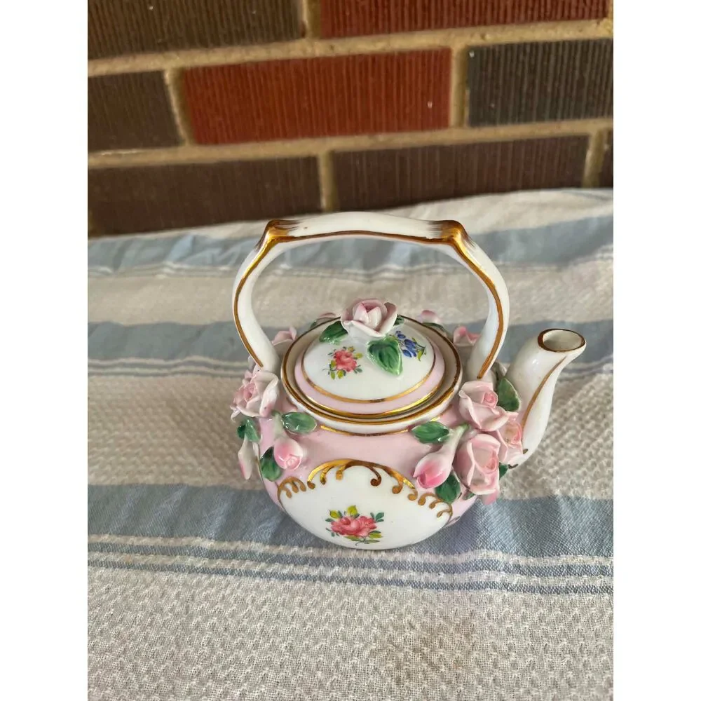 small rose tea pot